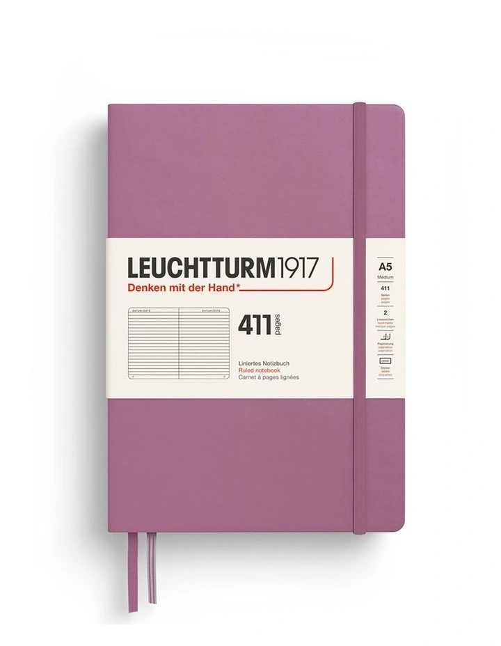 Notebook Medium (A5) Hardcover, 411 Numbered pages, Plain, Dusty Rose image 1
