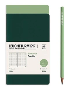 Jottbook (A6) 59 numbered pages, dotted, sage and forest green, in a double pack