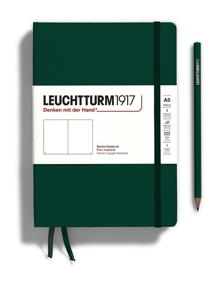 Notebook Hardcover Medium (A5), 251 pages, Plain, Forest Green image 1
