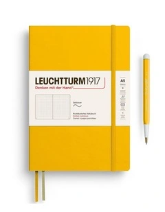 Notebook Medium (A5), Softcover, 123 numbered pages, Sunflower, dotted