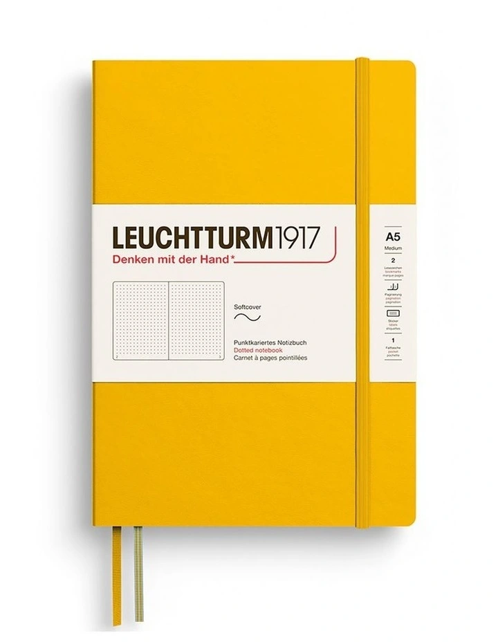 Notebook Medium (A5), Softcover, 123 numbered pages, Sunflower, dotted image 2