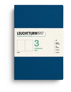 Jottbook pur (A5), 80 numbered pages, plain, Indigo, pack of 3