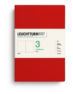 Jottbook pur (A5), 80 numbered pages, plain, Cherry, pack of 3