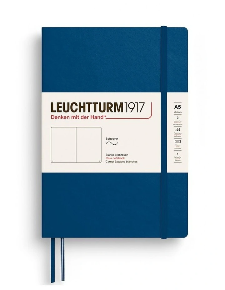 Notebook Medium (A5), Softcover, 123 numbered pages, Indigo, plain image 2