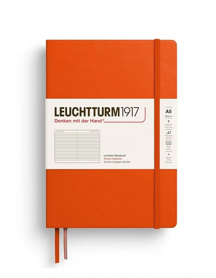 Notebook Medium (A5), Hardcover, 251 numbered pages, Pumpkin, ruled image 2