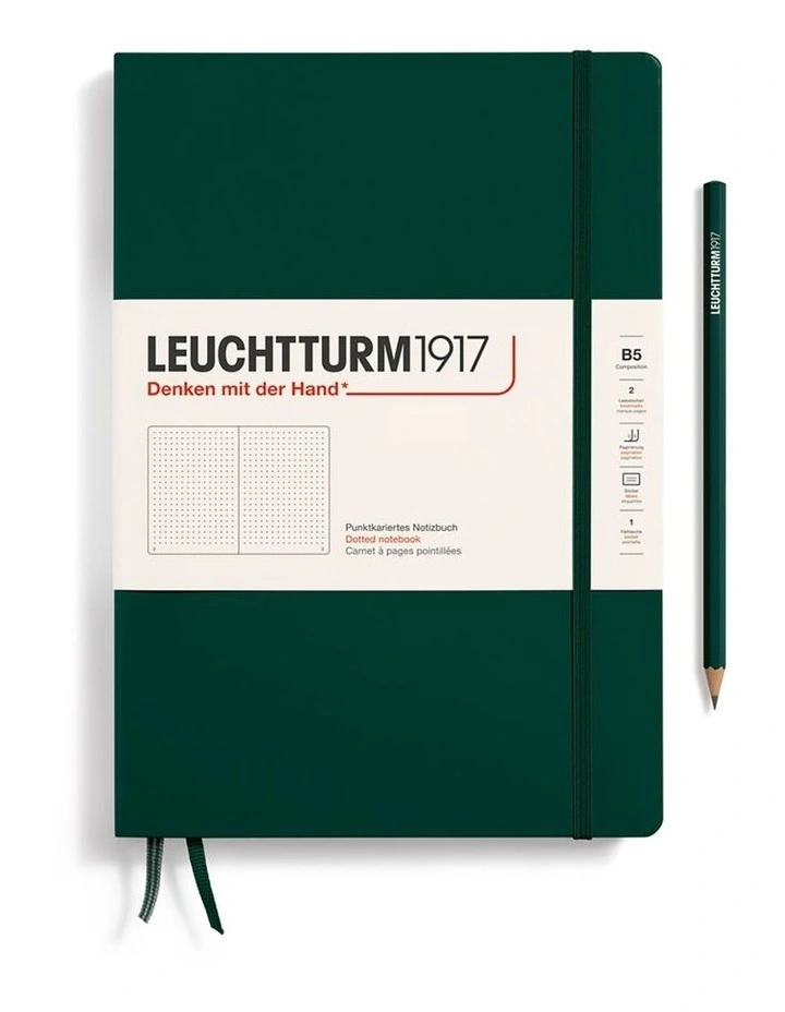 Notebook Hardcover Composition (B5), Dotted, 219 pages, Forest Green image 1