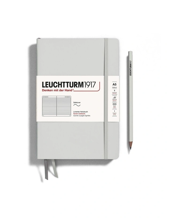 Notebook Softcover Medium (A5), 123 pages, Ruled, Light Grey image 1