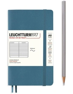Notebook Softcover Pocket (A6), 123 pages, Ruled, Stone Blue