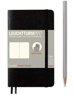 Notebook Pocket (A6) Softcover, 121 Numbered Pages, Plain, Black