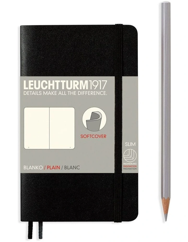 Notebook Pocket (A6) Softcover, 121 Numbered Pages, Plain, Black image 1