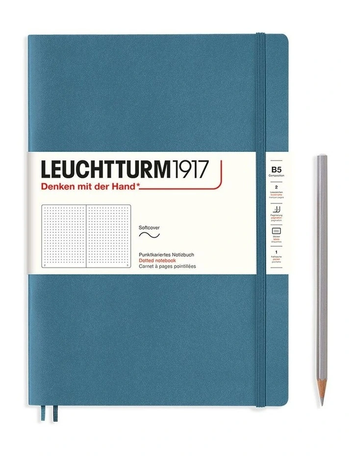 Notebook Composition (B5) Dotted, Softcover, 123 Numbered pages, Stone Blue image 1