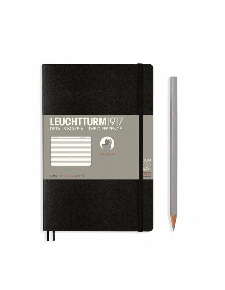 Notebook Paperback (B6 ) Ruled, Softcover, 123 Numbered Pages, Black image 1