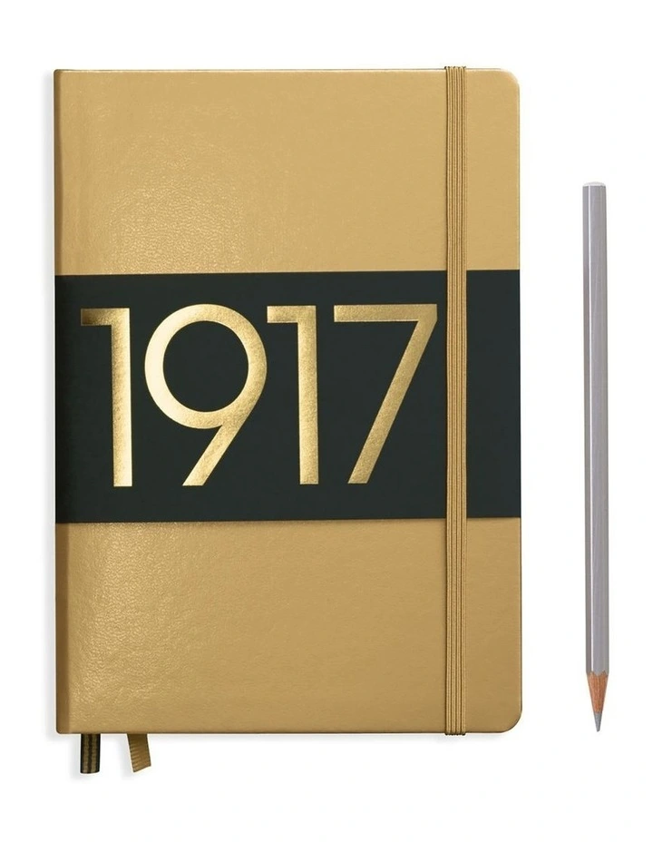Notebook Medium (A5) Dotted, Hardcover, 251 Numbered Pages, Gold image 1