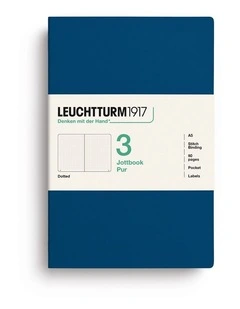 Jottbook pur (A5), 80 numbered pages, dotted, Indigo, pack of 3
