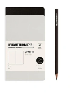 Jottbook (A6), 59 numbered pages, Plain, 59 pages, Light Grey   Black in a double pack