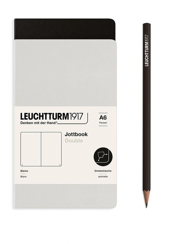 Jottbook (A6), 59 numbered pages, Plain, 59 pages, Light Grey   Black in a double pack image 1