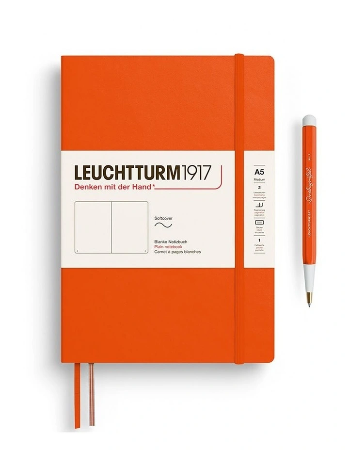 Notebook Medium (A5), Softcover, 123 numbered pages, Pumpkin, plain image 1