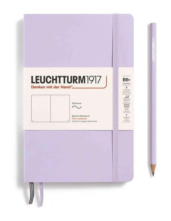 Notebook paperback (B6 ), Softcover, 123 numbered pages, Lilac, Plain image 1