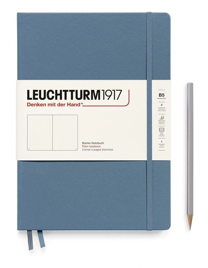 Notebook Hardcover composition (B5), 219 Numbered pages, Plain, Stone Blue image 1