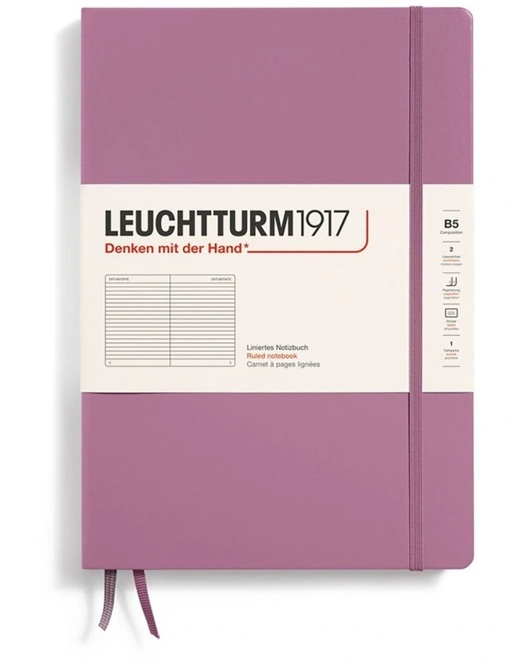 Notebook Composition (B5), Hardcover, 219 Numbered pages, Dusty Rose, ruled image 2