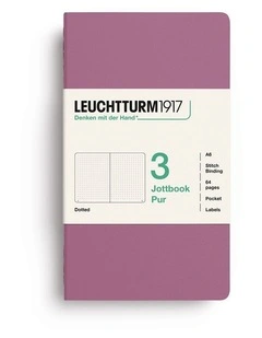 Jottbook pur (A6), 64 numbered pages, dotted, Dusty Rose, pack of 3