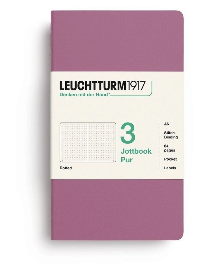 Jottbook pur (A6), 64 numbered pages, dotted, Dusty Rose, pack of 3 image 1