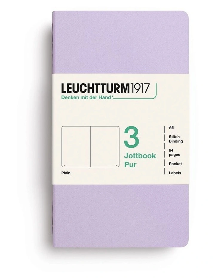 Jottbook pur (A6), 64 numbered pages, plain, Lilac, pack of 3 image 1