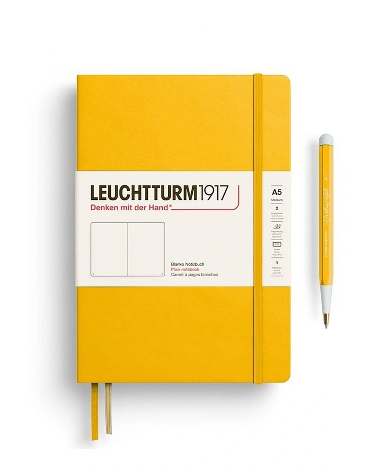 Notebook Medium (A5), Hardcover, 251 numbered pages, Sunflower, plain image 1