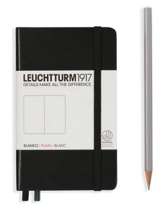 Notebook Pocket (A6) Hardcover, 185 Numbered Pages, Plain, Black