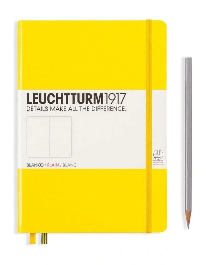 Notebook Medium (A5) Hardcover, 249 Numbered Pages, Plain, Lemon image 1