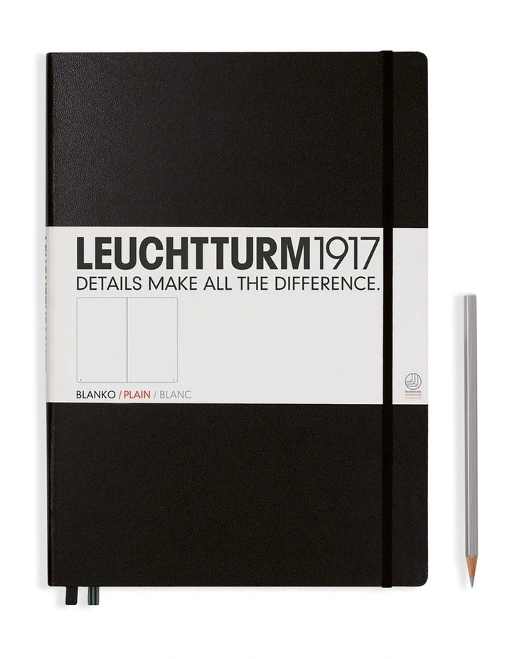 Notebook Master (A4 ) Hardcover, 235 Numbered Pages, Plain, Black image 1