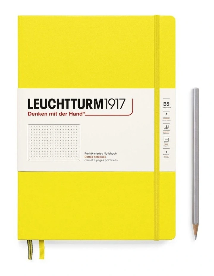 Notebook Hardcover composition (B5), 219 Numbered pages, Dotted, Lemon image 1