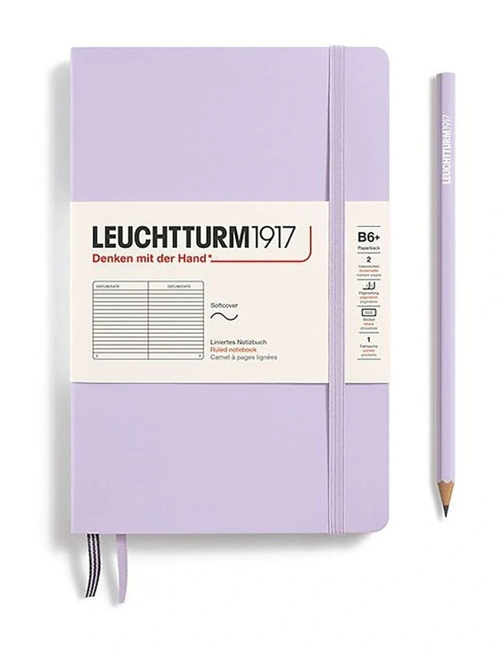 Notebook paperback (B6 ), Softcover, 123 numbered pages, Lilac, Ruled image 1