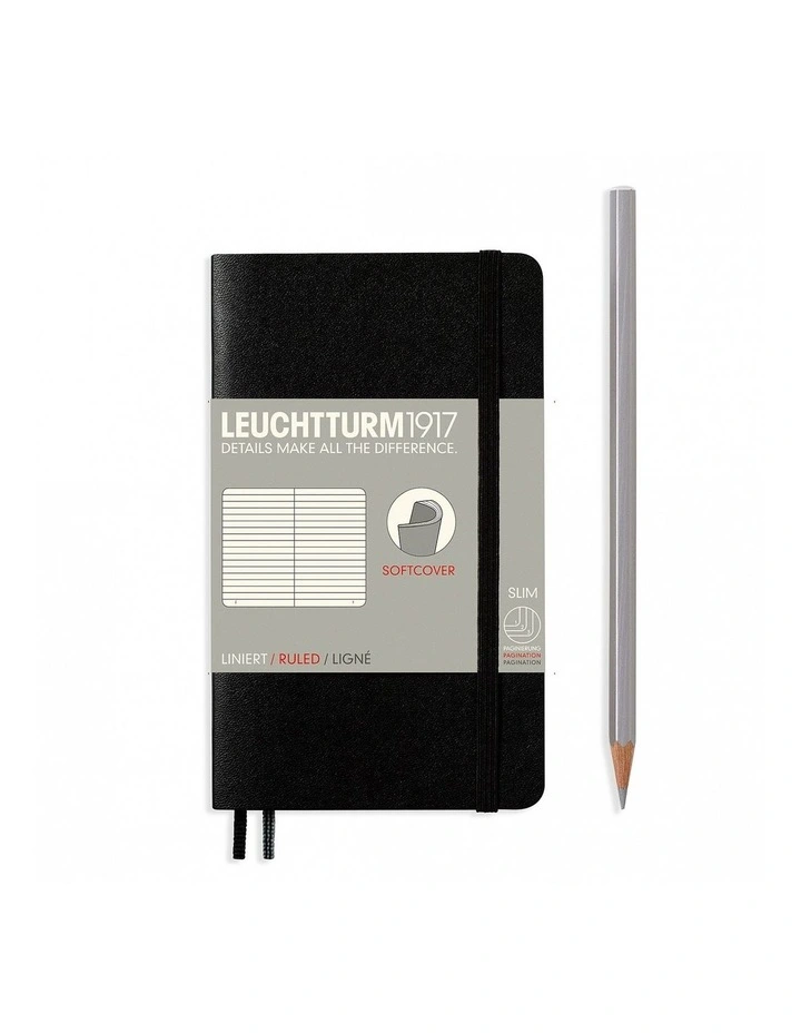 Notebook Pocket (A6) Ruled, Softcover, 121 Numbered Pages, Black image 2