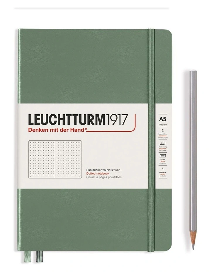 Notebook Hardcover Medium (A5), 251 pages, Dotted, Olive image 1