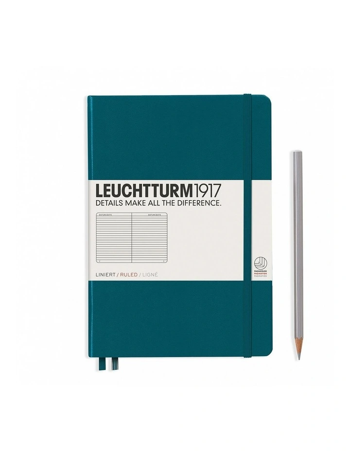 Notebook Medium (A5) Ruled, Hardcover, 251 Numbered Pages, Pacific Green image 1