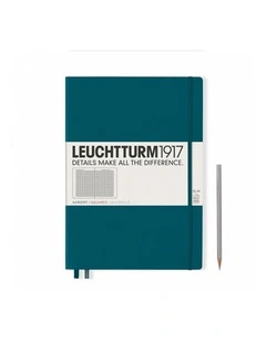 Notebook Pocket (A6) Squared, Hardcover, 187 Numbered Pages pacific Green