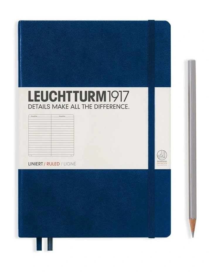 Notebook Medium (A5) Hardcover, 249 Numbered Pages, Ruled, Navy image 1