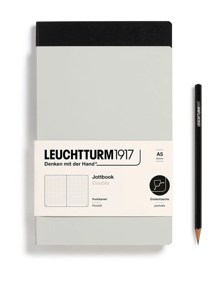 Jottbook (A5) Ruled Dotted, Light Grey and Black, double pack image 1