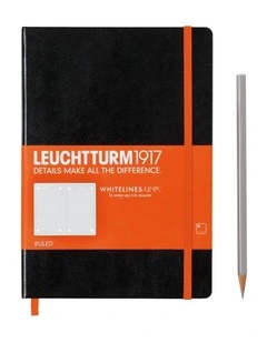 Notebook Medium (A5) Whitelines Link, Hardcover, 249 Numbered Pages, Black, Ruled