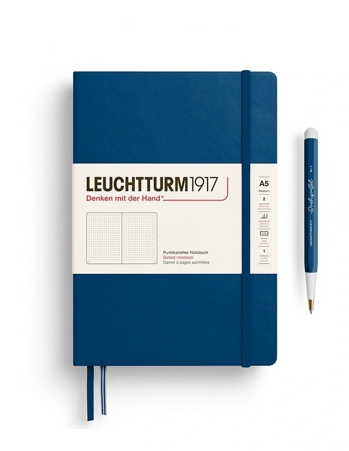 Notebook Medium (A5), Hardcover, 251 numbered pages, Indigo, dotted image 1