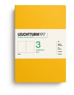 Jottbook pur (A5), 80 numbered pages, plain, Sunflower, pack of 3