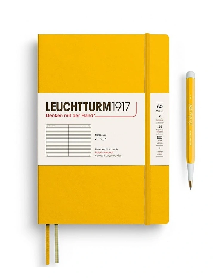 Notebook Medium (A5), Softcover, 123 numbered pages, Sunflower, ruled image 1