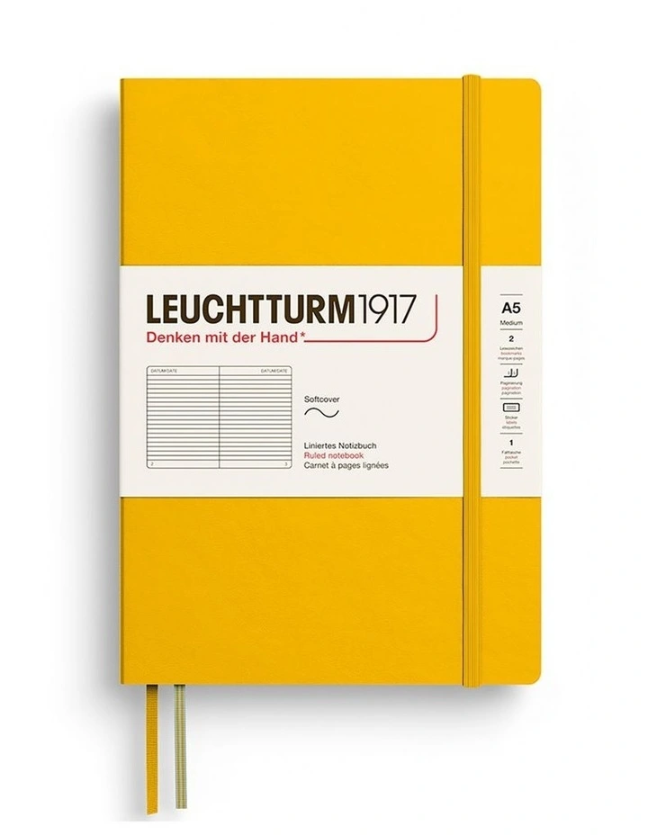 Notebook Medium (A5), Softcover, 123 numbered pages, Sunflower, ruled image 2