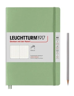 Notebook Medium (A5) Dotted, Softcover, 123 Numbered Pages, Muted Colours - Sage