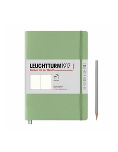 Notebook Medium (A5) Plain, Softcover, 123 Numbered Pages, Muted Colours - Sage