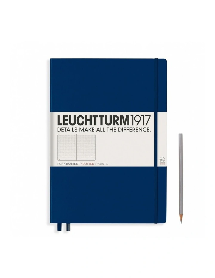 Notebook Master (A4 ) Hardcover, 235 Numbered Pages, Dotted, Navy image 1