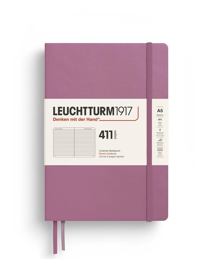 Notebook Medium (A5) Hardcover, 411 Numbered pages, Dotted, Dusty Rose image 1