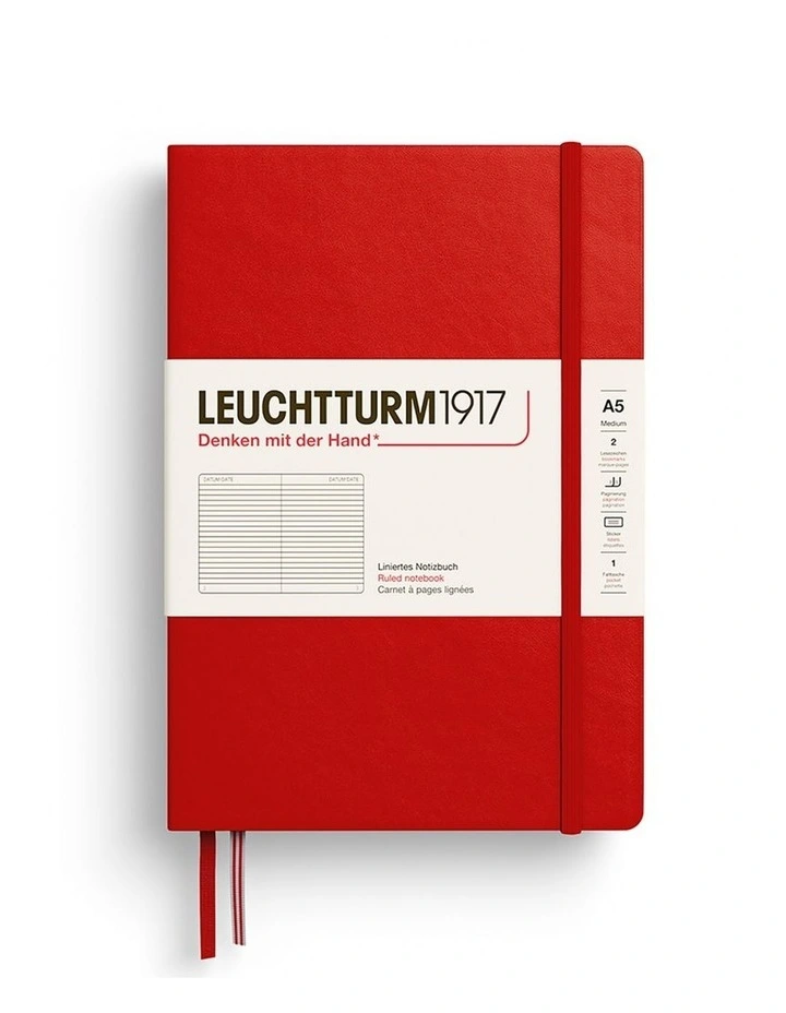 Notebook Medium (A5), Hardcover, 251 numbered pages, Cherry, ruled image 2