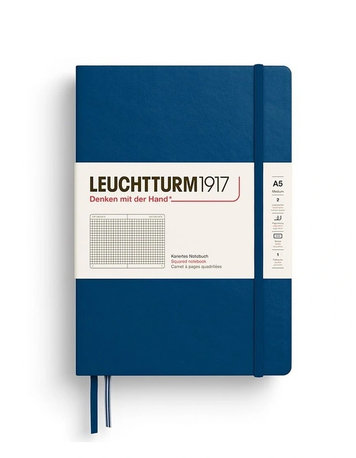Notebook Medium (A5), Hardcover, 251 numbered pages, Indigo, squared image 2